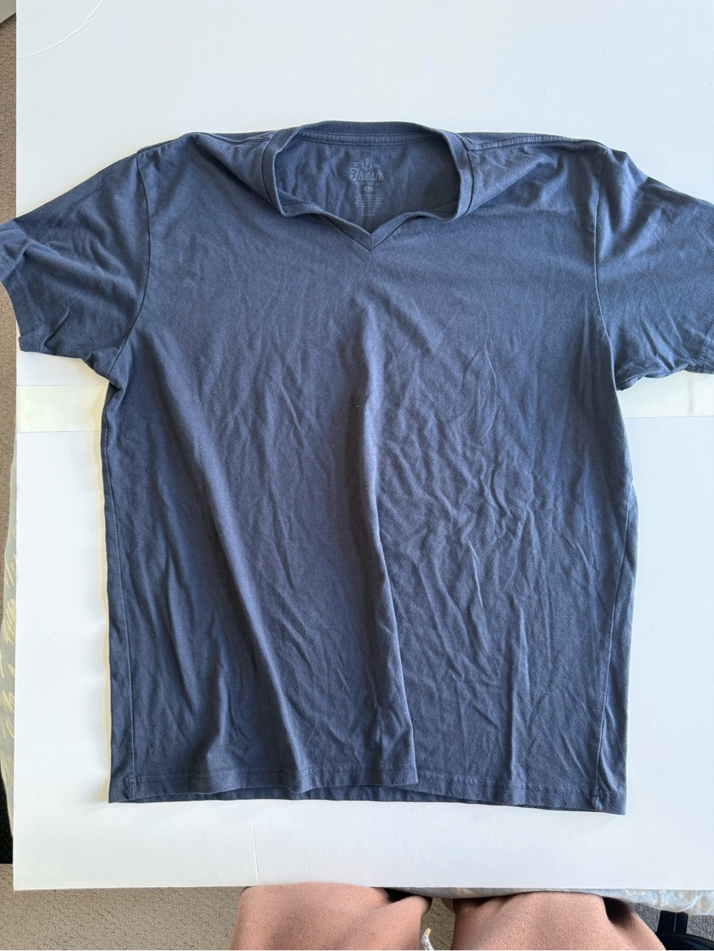Fresh Clean Tees V-Neck Crew T-Shirt in Slate Blue